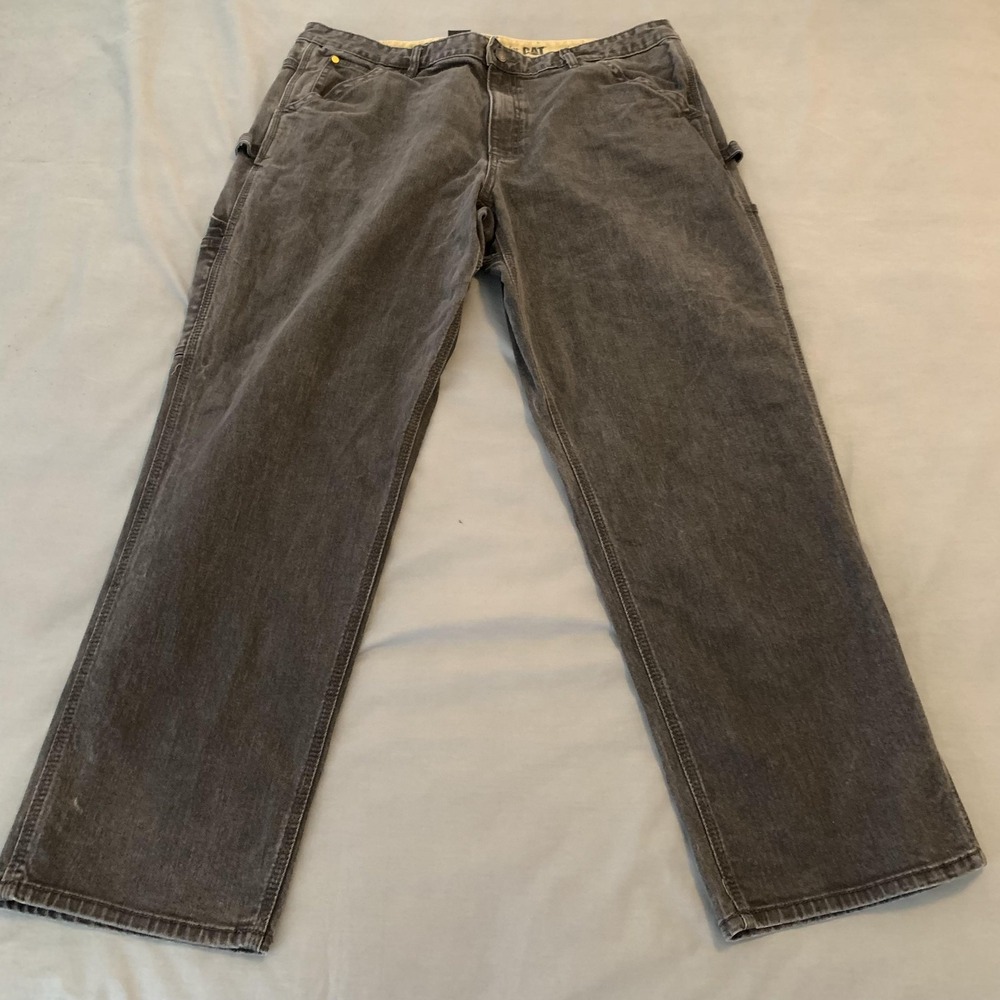 CAT Carpenter‎ Jeans Mens 40x32 Gray Straight Leg Workwear Stretch Denim Pants